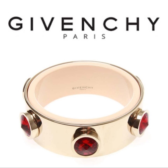GIVENCHY Brass and Red Stone Accent Bangle - Picture 1 of 4